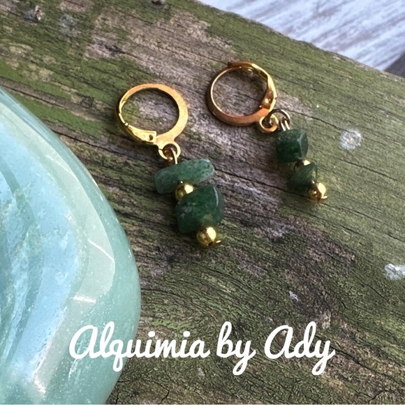 Alquimia Green jade and Gold Earrings - Picture 1 of 1
